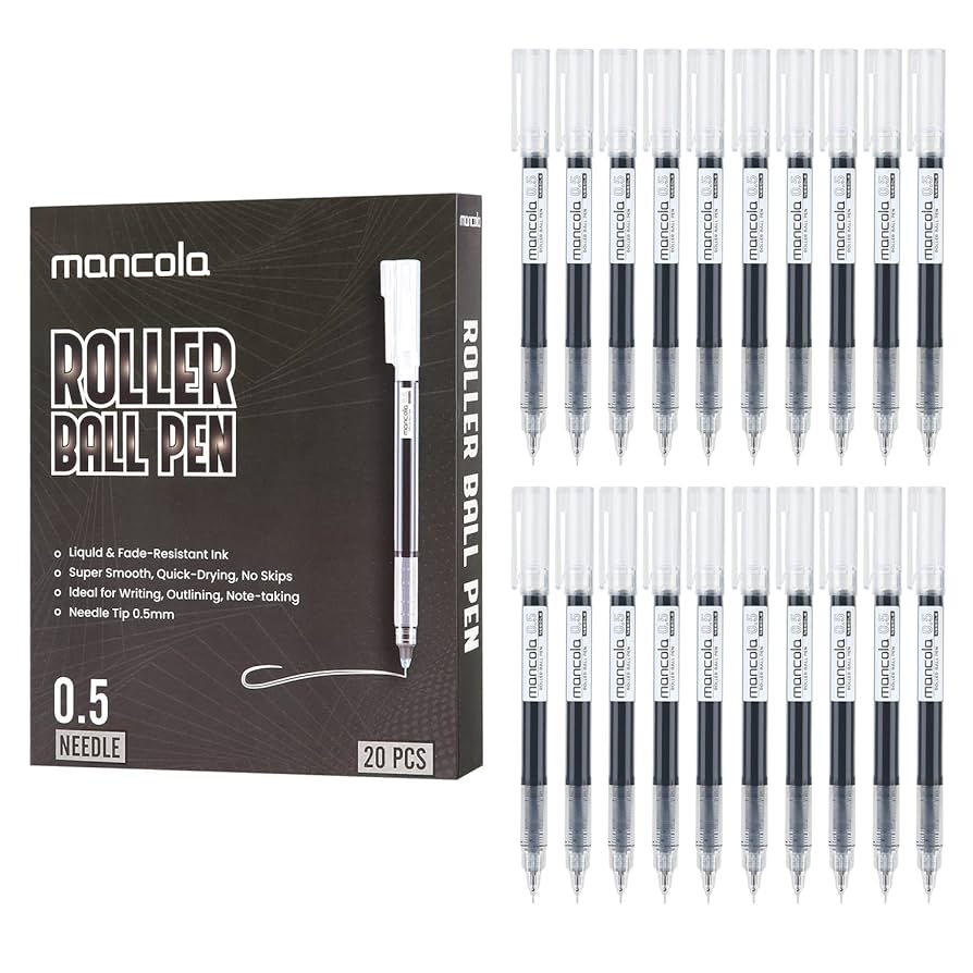 Mancola 20本 ローリングボールペン 速乾インク 0.5 Amazon.com: mancola 20 Pack Rolling Ball Pens, Quick-Drying